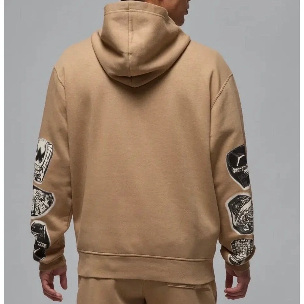Jordan Hoodie Mens L Tan Excellent Flight Heritage Championship Rings Pullover